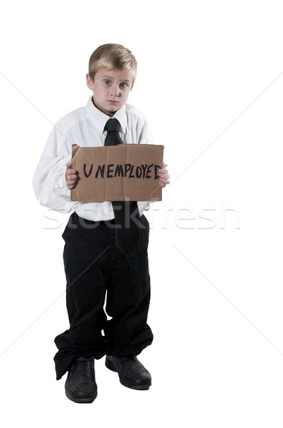 Pequeño nino desempleo signo guapo Foto stock © piedmontphoto