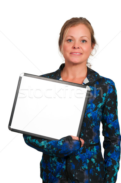 Nő tart üres tábla gyönyörű fiatal nő magasra tart Stock fotó © piedmontphoto