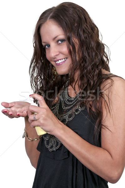 Kobieta mleczko kosmetyczne piękna kobieta strony krem Zdjęcia stock © piedmontphoto