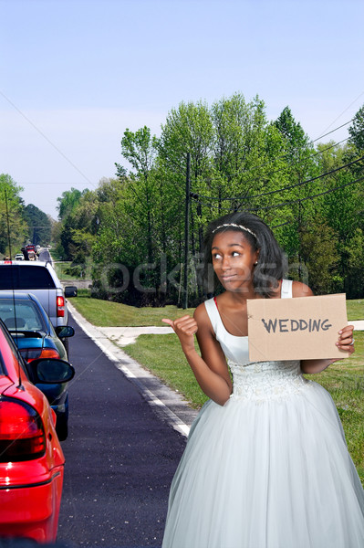 Schwarze Frau Hochzeitskleid schwarz african Frau Braut Stock foto © piedmontphoto