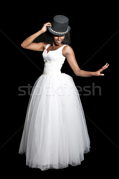 Schwarze Frau Hochzeitskleid schwarz Frau Braut Stock foto © piedmontphoto