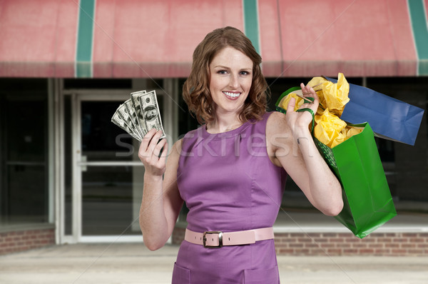 Woman Holding 100 Dollar Bills Stock photo © piedmontphoto