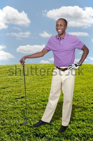 Nero adolescente golfista bello giovani african american Foto d'archivio © piedmontphoto