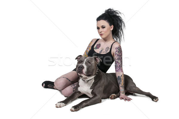 Beautiful Woman and Pit Bull Stock photo © piedmontphoto