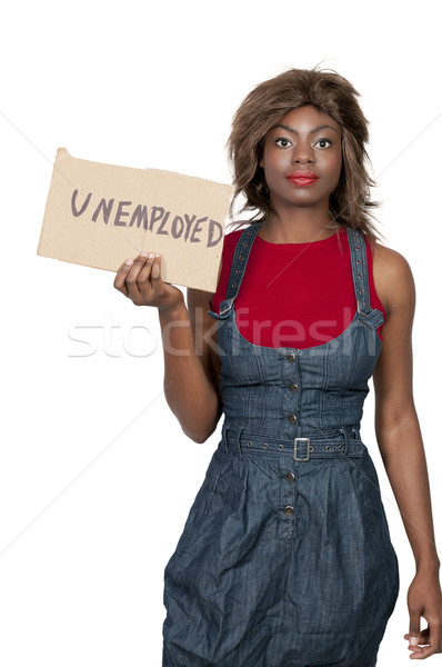 Vrouw werkloosheid teken mooie jonge vrouw Stockfoto © piedmontphoto