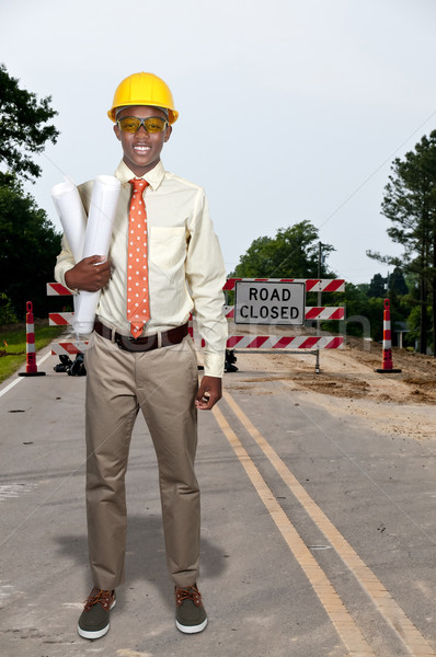 Black Teenage Construction Worker Stock photo © piedmontphoto