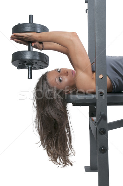 Stock photo: Woman Working with Weights