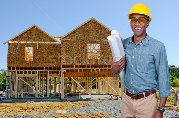 Construction Worker with Blueprints Stock photo © piedmontphoto