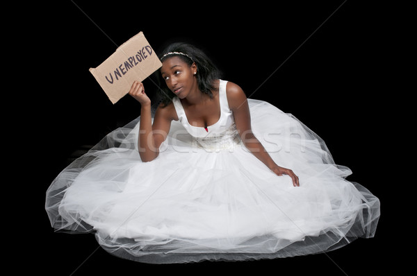 Desempregado mulher negra vestido de noiva preto africano americano mulher Foto stock © piedmontphoto