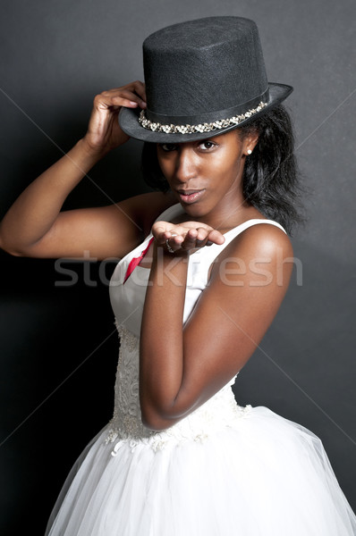 Czarnej kobiety suknia ślubna czarny kobieta oblubienicy Zdjęcia stock © piedmontphoto