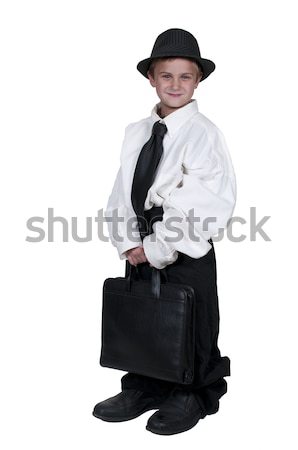 Fiú túlméretezett ruházat kicsi öltöny üzlet Stock fotó © piedmontphoto