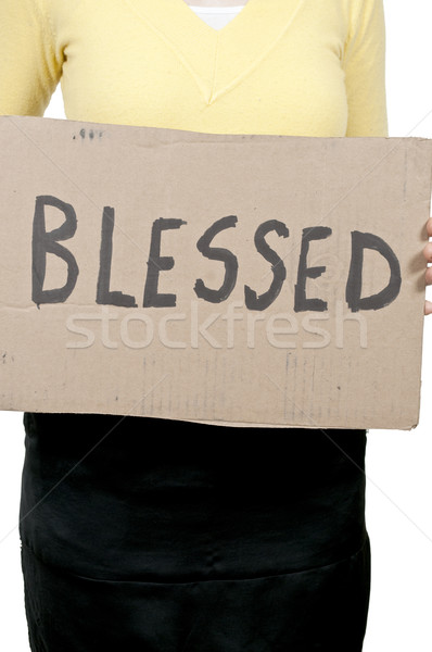 Woman Holding Sign that says Blessed Stock photo © piedmontphoto