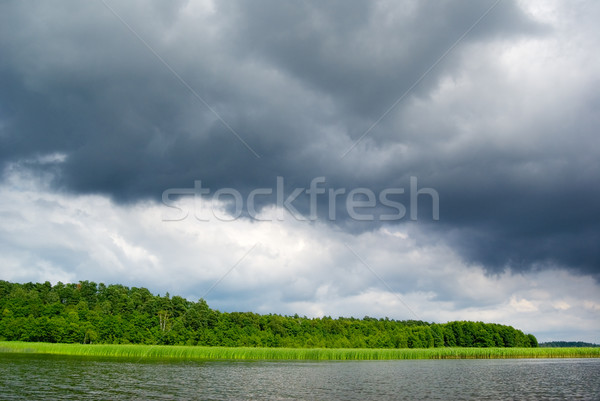 Capriccioso cielo lago stormy nubi foresta Foto d'archivio © Pietus