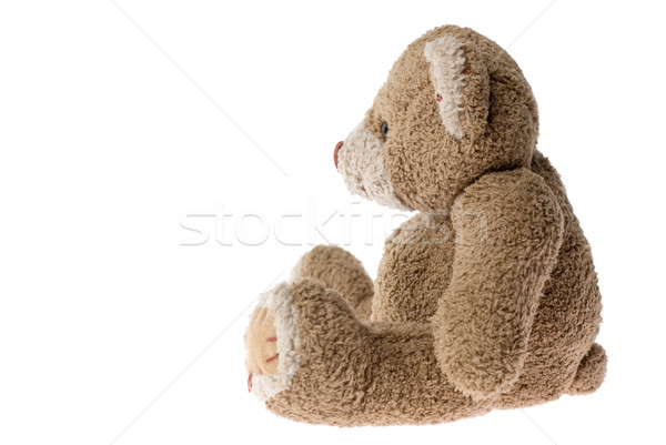 Stockfoto: Teddybeer · vergadering · geïsoleerd · witte · liefde · triest