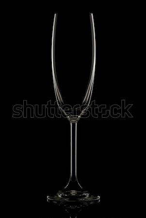 Champagner Flöte Silhouette isoliert schwarz Wein Stock foto © Pietus