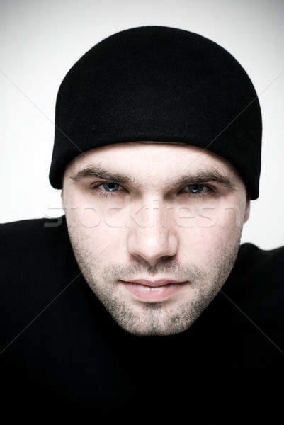 Intensywny portret młody człowiek selektywne focus modeli oczy Zdjęcia stock © Pietus