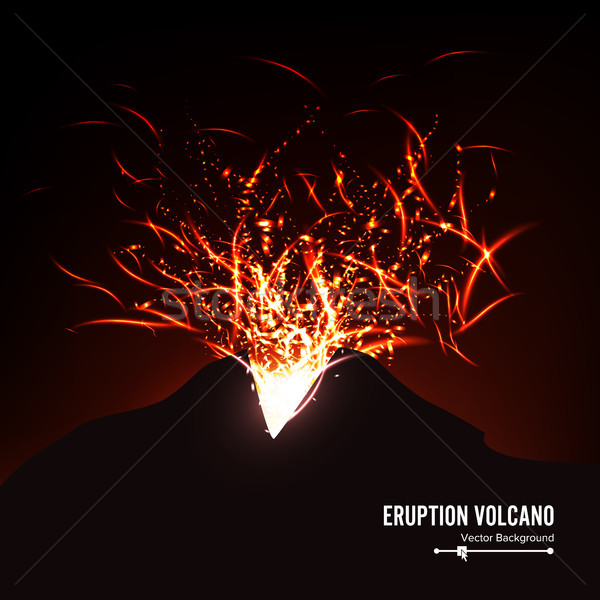 Wybuch wulkan wektora burza z piorunami duży Zdjęcia stock © pikepicture