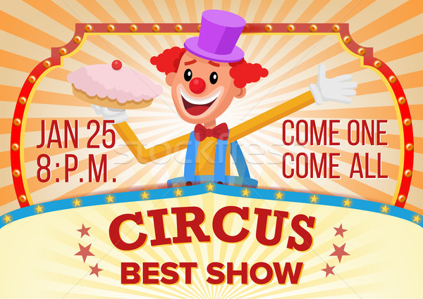 Circus Clown Banner Blank Vector. Traveling Circus Amazing Show. Carnival Festival Performances Anno Stock photo © pikepicture