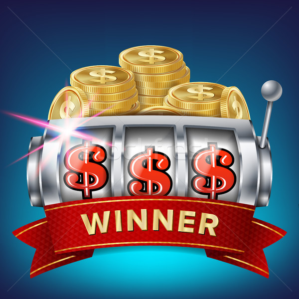 Slot Machine Banner Vector. Win Jackpot In Game Slot Machine. Brochure. Big Win Banner. Casino Illus Stock photo © pikepicture