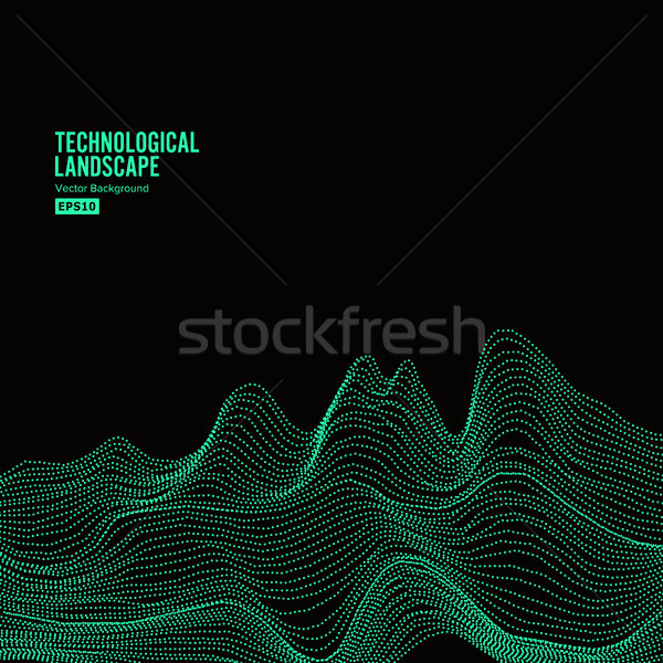 Abstract Landscape Background. Array With Dynamic Particles. Vector Illustration Stock photo © pikepicture