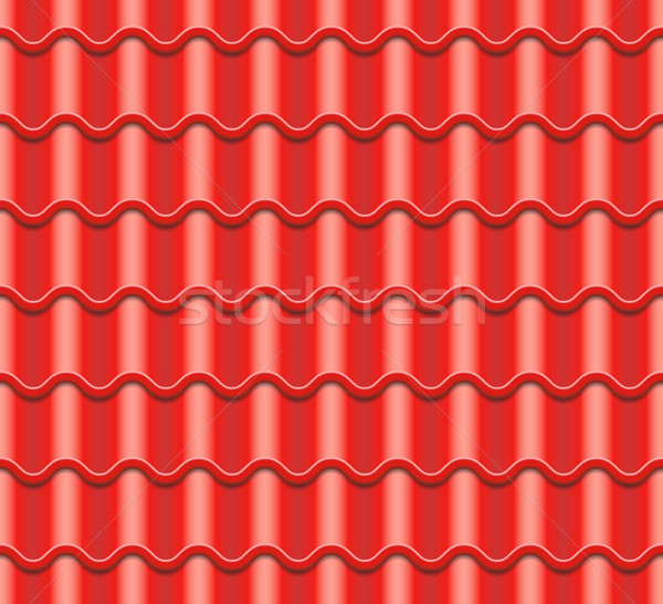 Red Corrugated Tile Vector. Element Of Roof. Seamless Pattern. Ceramic Tiles. Fragment Of Roof Illus Stock photo © pikepicture
