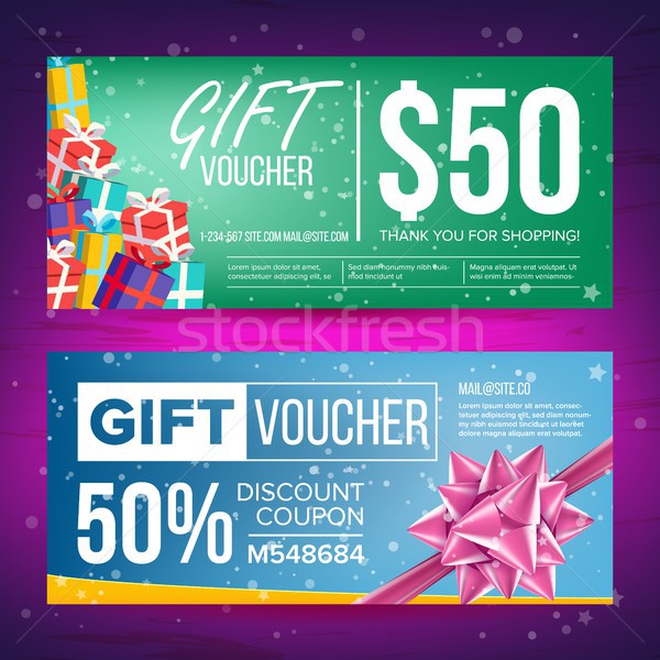 Gift Voucher Vector. Horizontal Coupon. Design Concept For Gift Coupon. Shopping Advertisement. Busi Stock photo © pikepicture