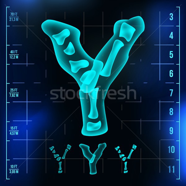 Y Letter Vector. Capital Digit. Roentgen X-ray Font Light Sign. Medical Radiology Neon Scan Effect.  Stock photo © pikepicture