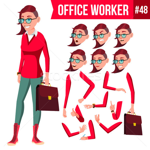 Trabalhador de escritório vetor mulher feliz servente empregado Foto stock © pikepicture
