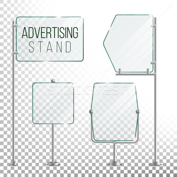 Glass Screen Banner Set Vector. Empty Advertising Display For Your Business. Vector Illustration Stock photo © pikepicture