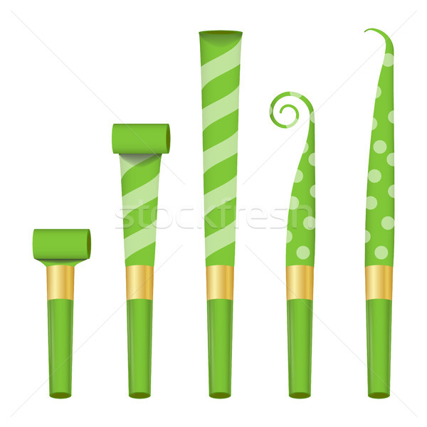 Blower Horn Set Vector. Green Party Blower Sign. Isolated On White Background Illustration Stock photo © pikepicture
