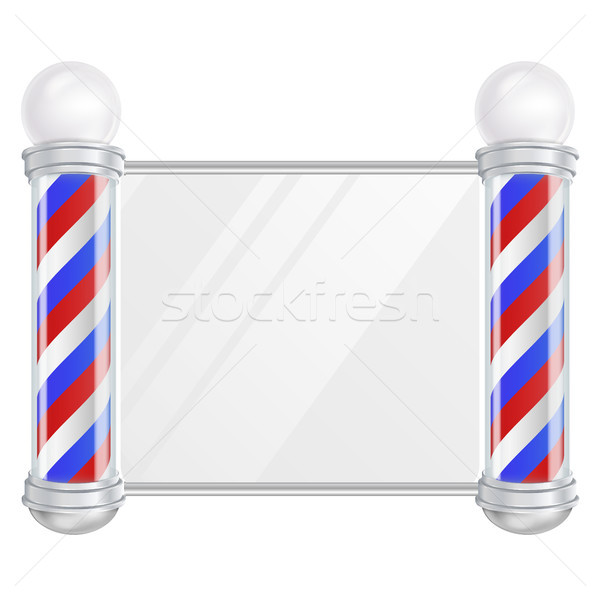 Barber Shop Pole Vector. Old Fashioned Vintage Silver And Glass Barber Shop Pole. Red, Blue, White S Stock photo © pikepicture
