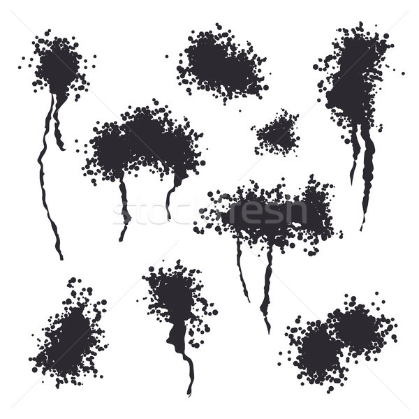 Spray Black Ink Splash Vector. Ash Particles. Spray Effect. Noise Ink Backdrop Illustration Stock photo © pikepicture