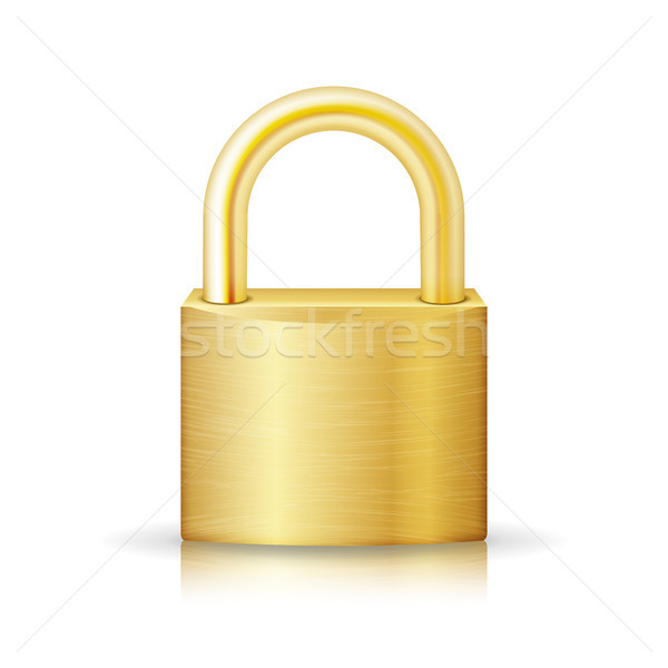 Closed Lock Security Gold Icon Isolated On White. Realistic Protection Privacy Sign Stock photo © pikepicture