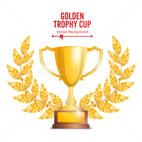 Golden Trophy Cup With Laurel Wreath Stock photo © pikepicture