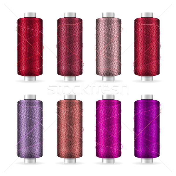Thread Spool Set. Bright Plastic Bobbin. Isolated On White Background For Needlework And Needlecraft Stock photo © pikepicture