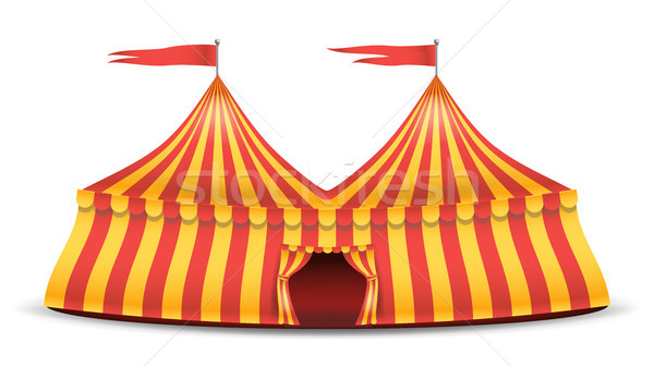 Realistic Circus Tent Vector. Red And Yellow Stripes. Cartoon Big Top Circus Tent Illustration Stock photo © pikepicture