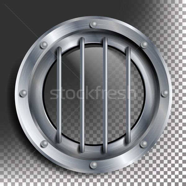 Porthole Vector. Round Silver Window With Rivets. Bathyscaphe Ship Metal Frame Design Element. For A Stock photo © pikepicture