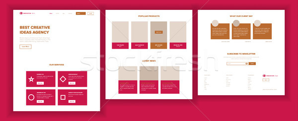 Website Page Vector. Business Website. Web Page. Landing Design Template. Processes And Office Situa Stock photo © pikepicture