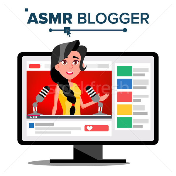 ASMR Blogger Channel Vector. Female. Fast Help To Sleep. Insomnia Concept. Isolated Illustration Stock photo © pikepicture