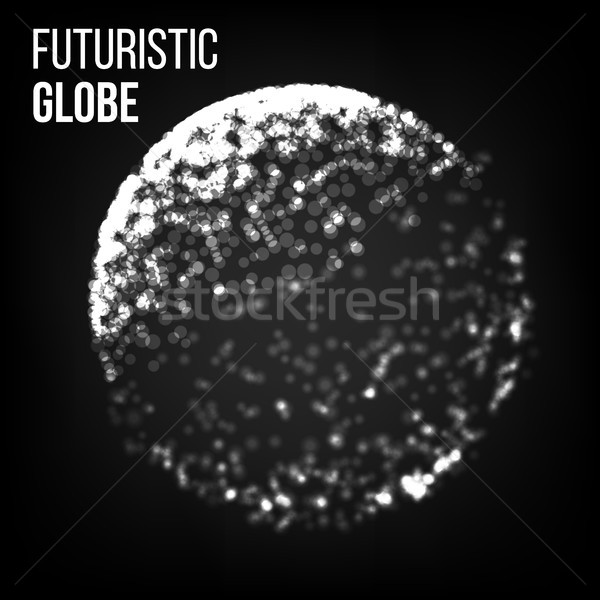 Splash Particles. Connection Structure. Abstract Sphere Shape Of Glowing Circles And Particles. 3D V Stock photo © pikepicture