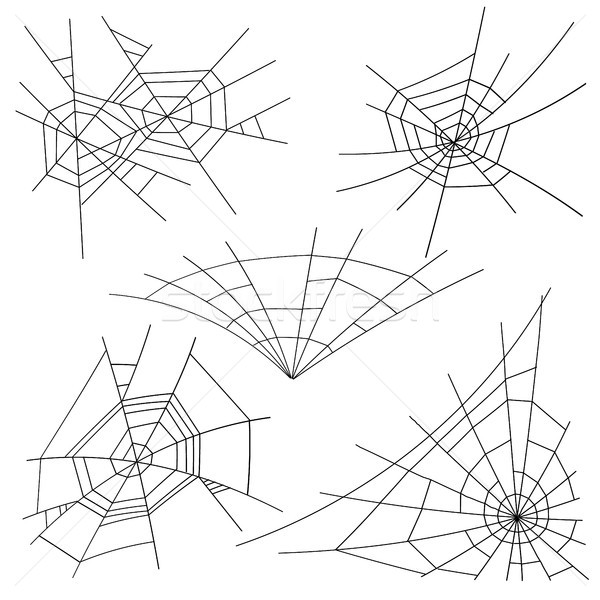 Halloween Spider Web Set Vector. Black Spider Web Isolated On White. For Halloween Design Stock photo © pikepicture