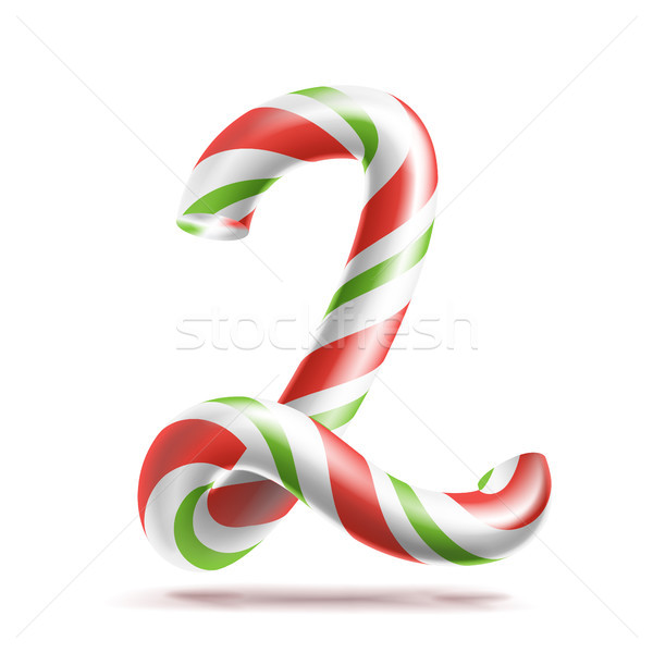 2, Number Two Vector. 3D Number Sign. Figure 2 In Christmas Colours. Red, White, Green Striped. Clas Stock photo © pikepicture