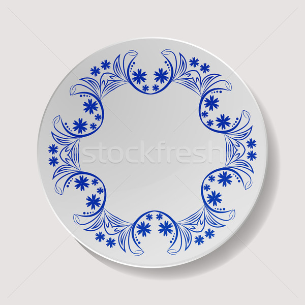 Realistic Plate Vector. Closeup Porcelain Tableware Isolated. Ceramic Kitchen Dish Top View. Cooking Stock photo © pikepicture