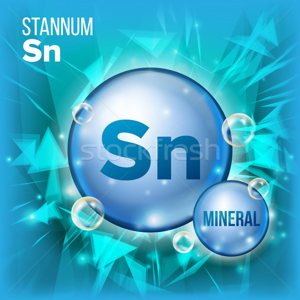 Sn Stannum Vector. Mineral Blue Pill Icon. Vitamin Capsule Pill Icon. Substance For Beauty, Cosmetic Stock photo © pikepicture