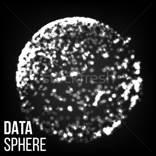 Futuristic Technology Style. Flying Point Debrises. Blured Molecular Particles Glowing Dots Connecti Stock photo © pikepicture