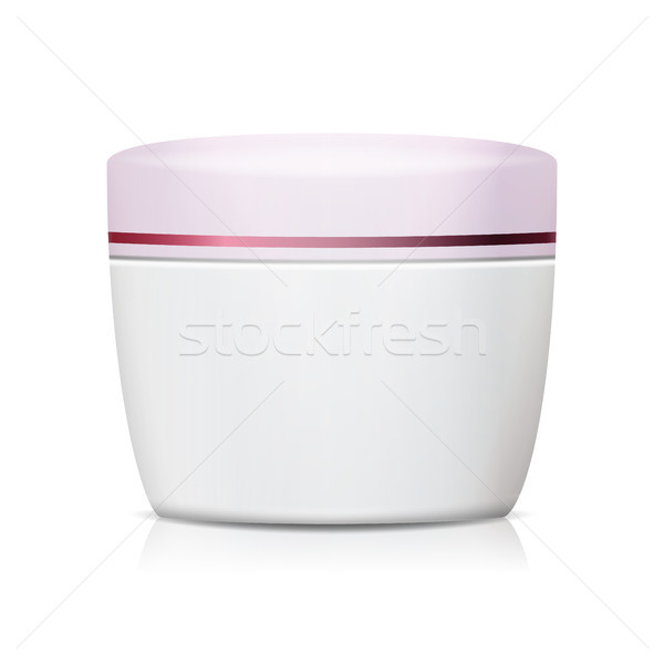 Plastic Cosmetic Jar Vector. 3D Clean Empty White Jar For Cream, Butter, Scrub. Isolated Illustratio Stock photo © pikepicture