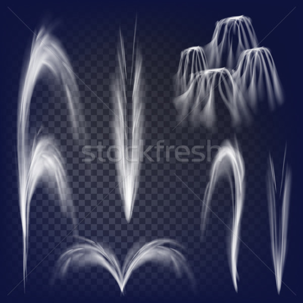 Realistic Fountains Vector Set. Isolated On Transparent Background. Stock photo © pikepicture