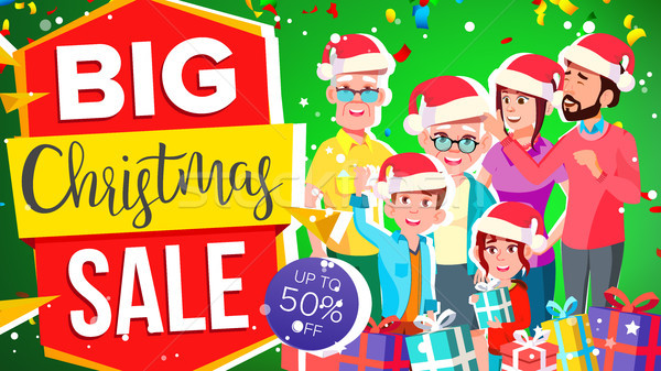 Christmas Sale Banner Vector. Super Sale Flyer. Discount Up To 50 Off. Super Flyer. Illustration Stock photo © pikepicture