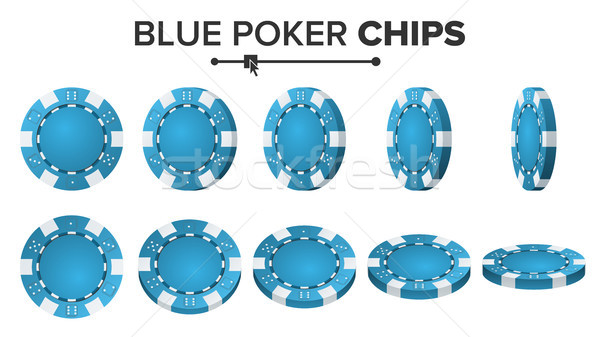 Foto d'archivio: Blu · poker · chips · vettore · 3D · realistico · poker