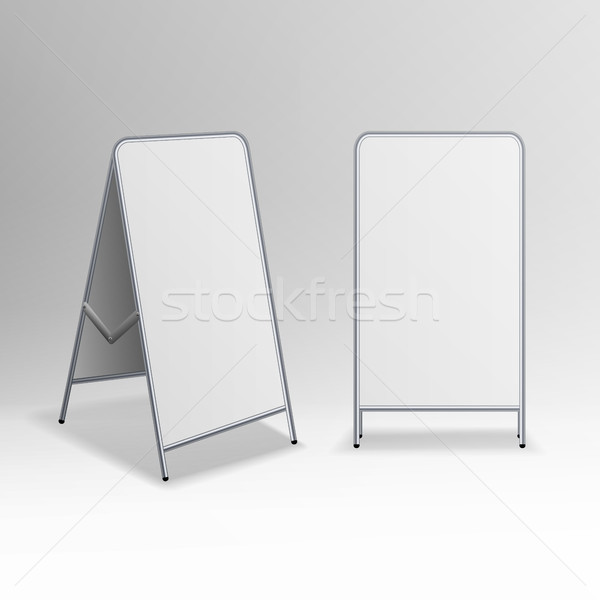 Metal Empty Blank Advertising Street Handheld Sandwich Stands Sidewalk Signs Isolated on White Backg Stock photo © pikepicture